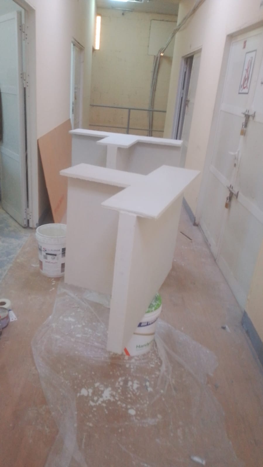Workshop fabrication of custom microcement table frame in Dubai